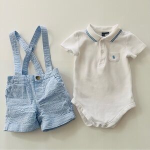 Janie and Jack 6-12 Months Baby Boy Easter Bunny Outfit Spring Set Blue Shorts